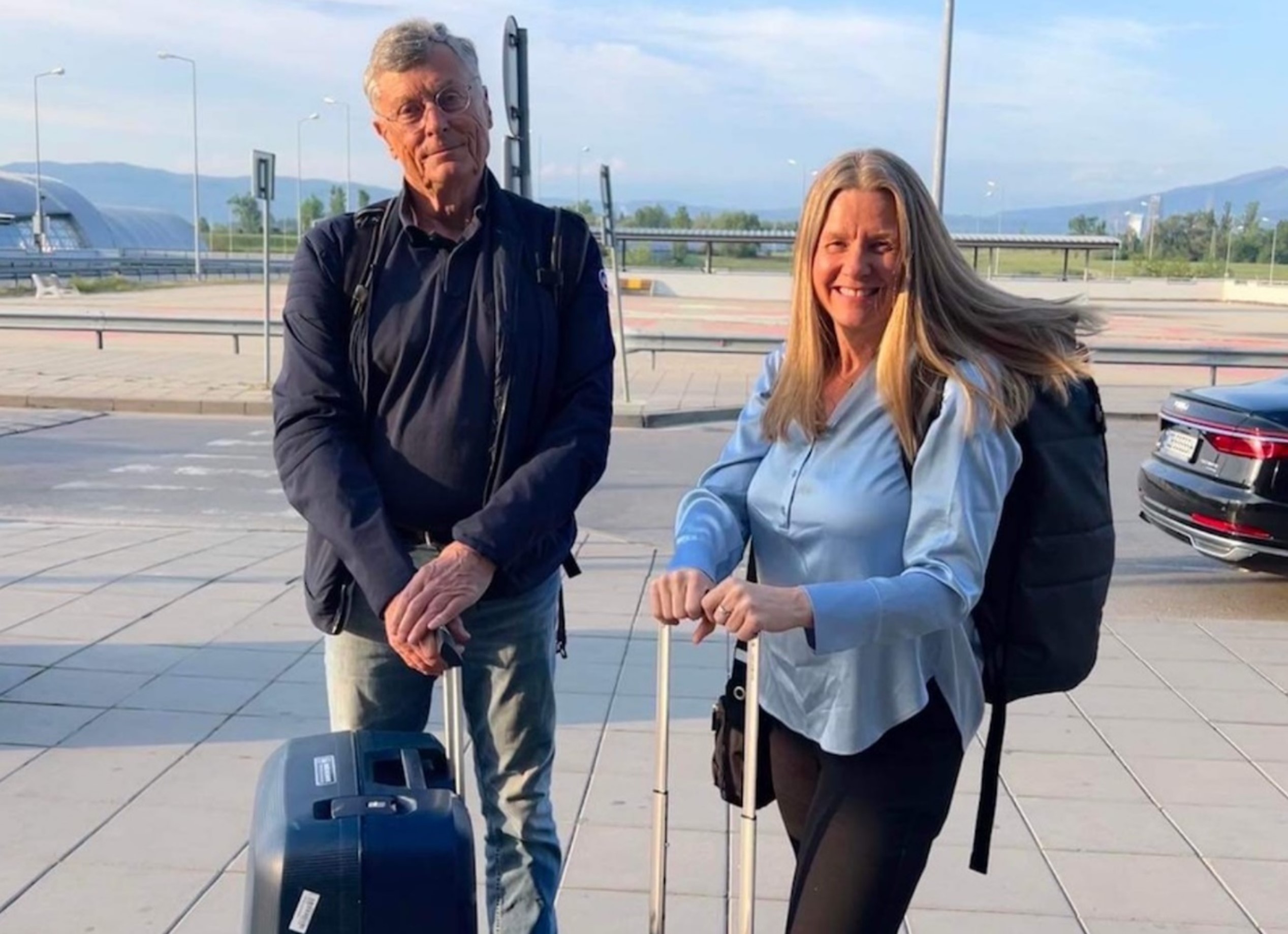 Jon T. Johnsen and Cathrine Moksness at the airport in Sofia on their way home after the study trip (Photo: Norwegian Courts Administration)